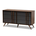 Baxton Studio Naoki Two-Tone Grey and Walnut Finished Wood 6-Drawer Bedroom Dresser 168-10930